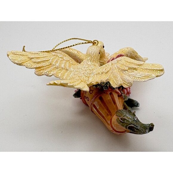 Vintage Kissing Birds Christmas Tree Ornament With Rose Cornucopia Glitter - Picture 2 of 6